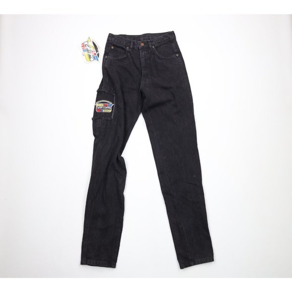 NOS Vintage 90s Cadillac Mens 28x34 Spell Out Straight Leg Denim Jeans Black